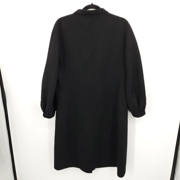 Marlowe 100% Cashmere Gathered Sleeve Minimal Peacoat 10 US/44 IT Black - Picture 2 of 15
